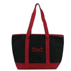 Trader Joe’s Insulated Cooler Tote Bag Black Red Reusable Grocery Shopper